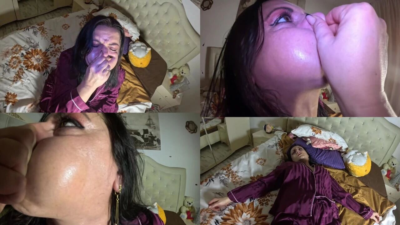 Breath Holding in Satin Pajamas – Puffy Cheeks, Red Face & Intense Struggle