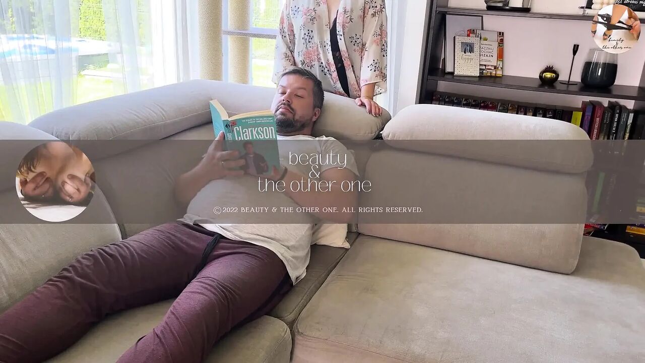 Amateur Wife Gives A Surprise Blowjob While Her Husband Reads a Book