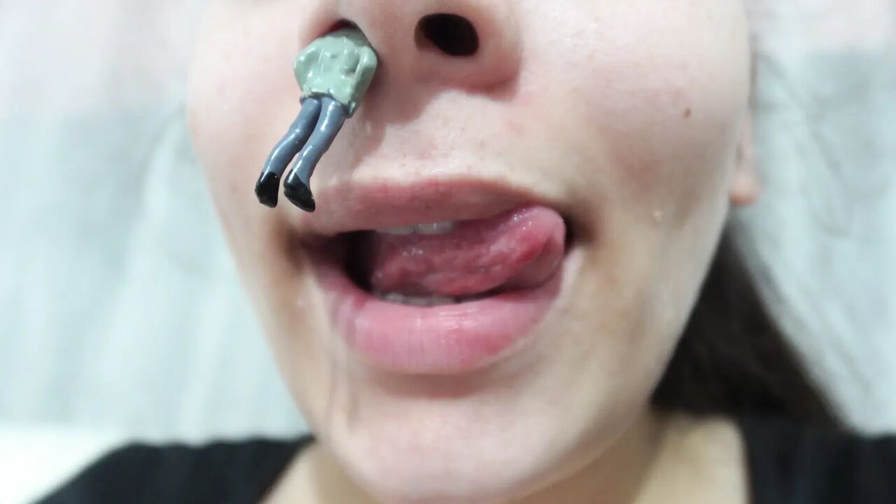 My Giantess Stepsister Puts Tiny Stepbrother in Her Nose as Punishment and Plays with Him