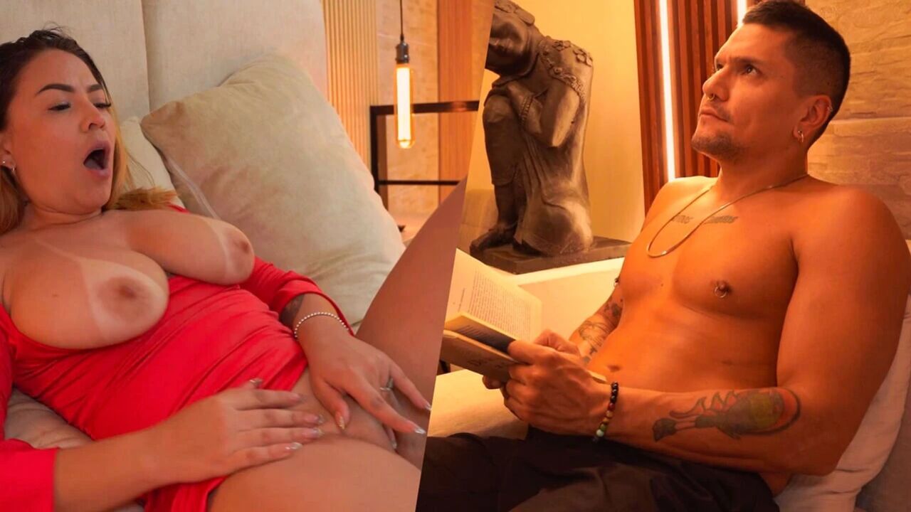 Busty blonde masturbates and her brother-in-law offers to give her what her husband doesn't know