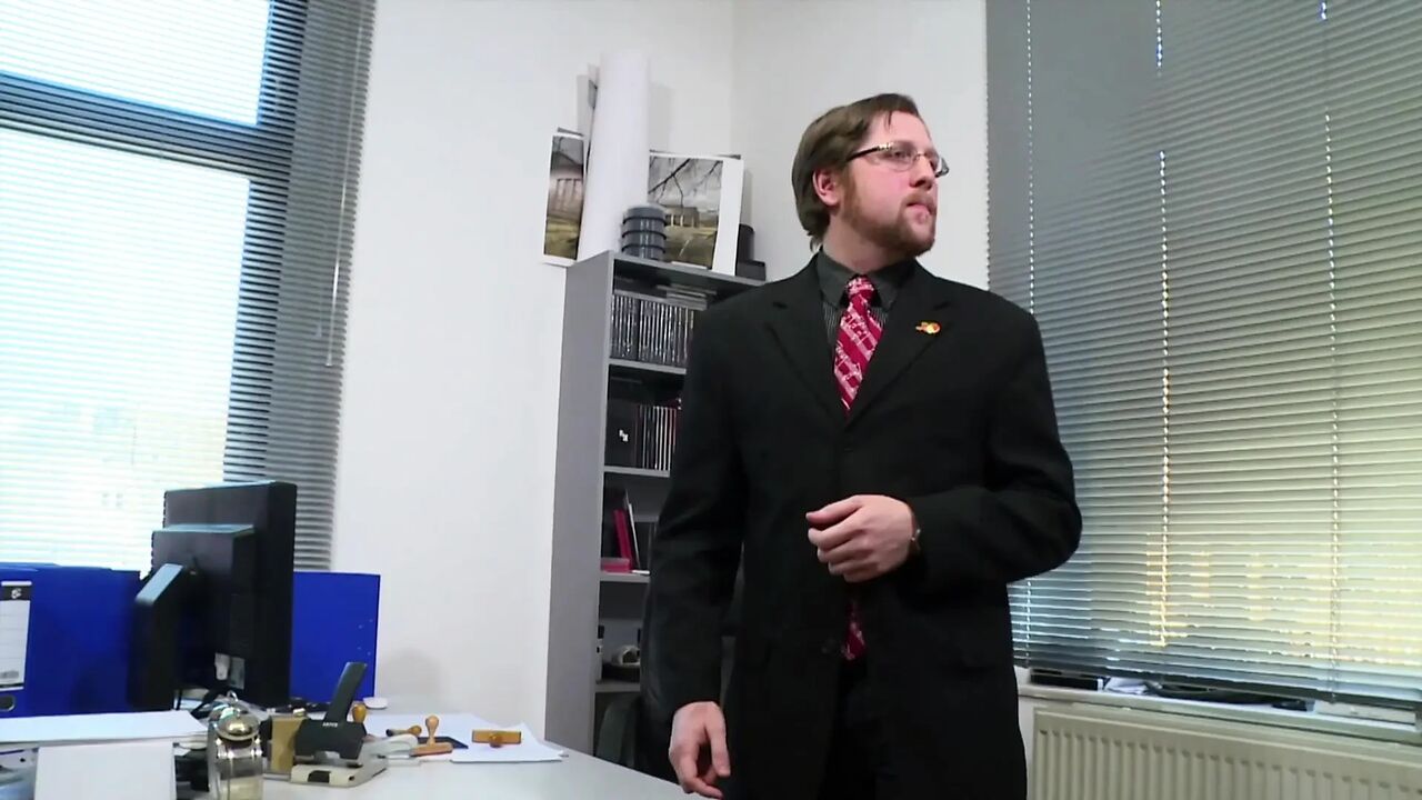 Hairy big ass secretary brunette sprayed on her natural tits
