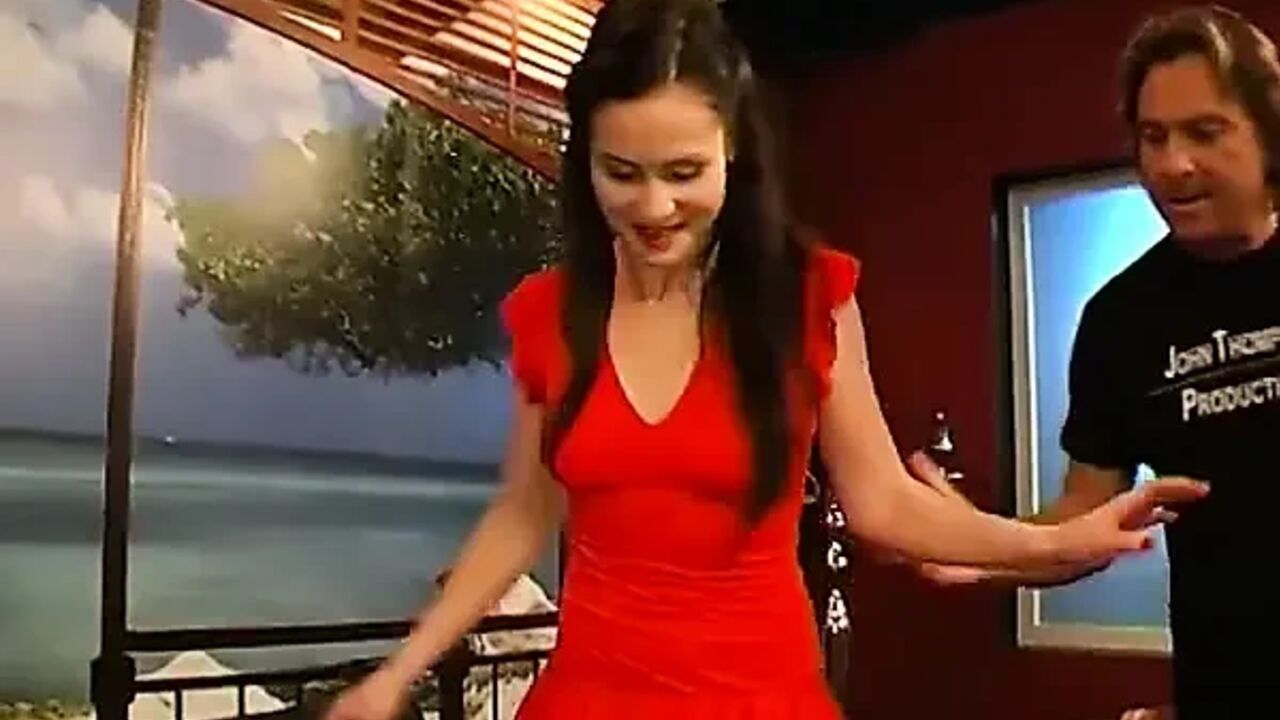 Brunette Bombshell in Red Lingerie Gets Pounded Hard