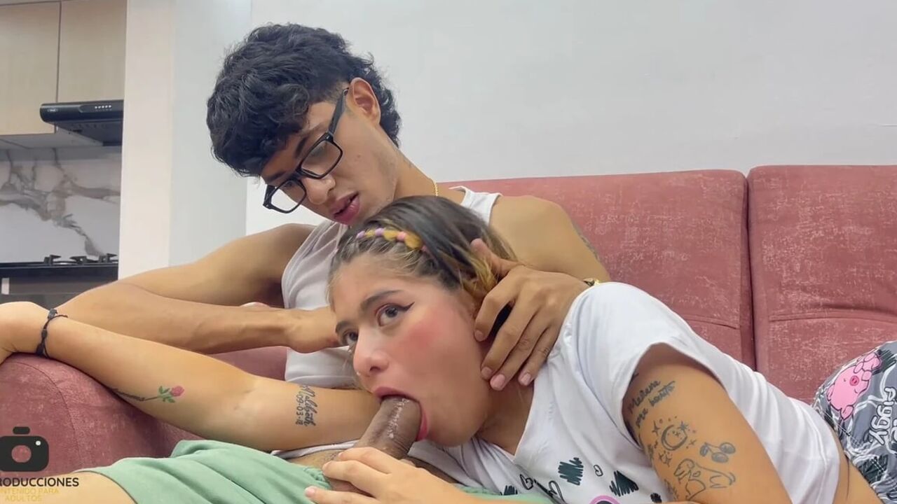 My Little Stepsister Is Scared, so to Help Her, I Give Her My Huge Cock to Swallow.