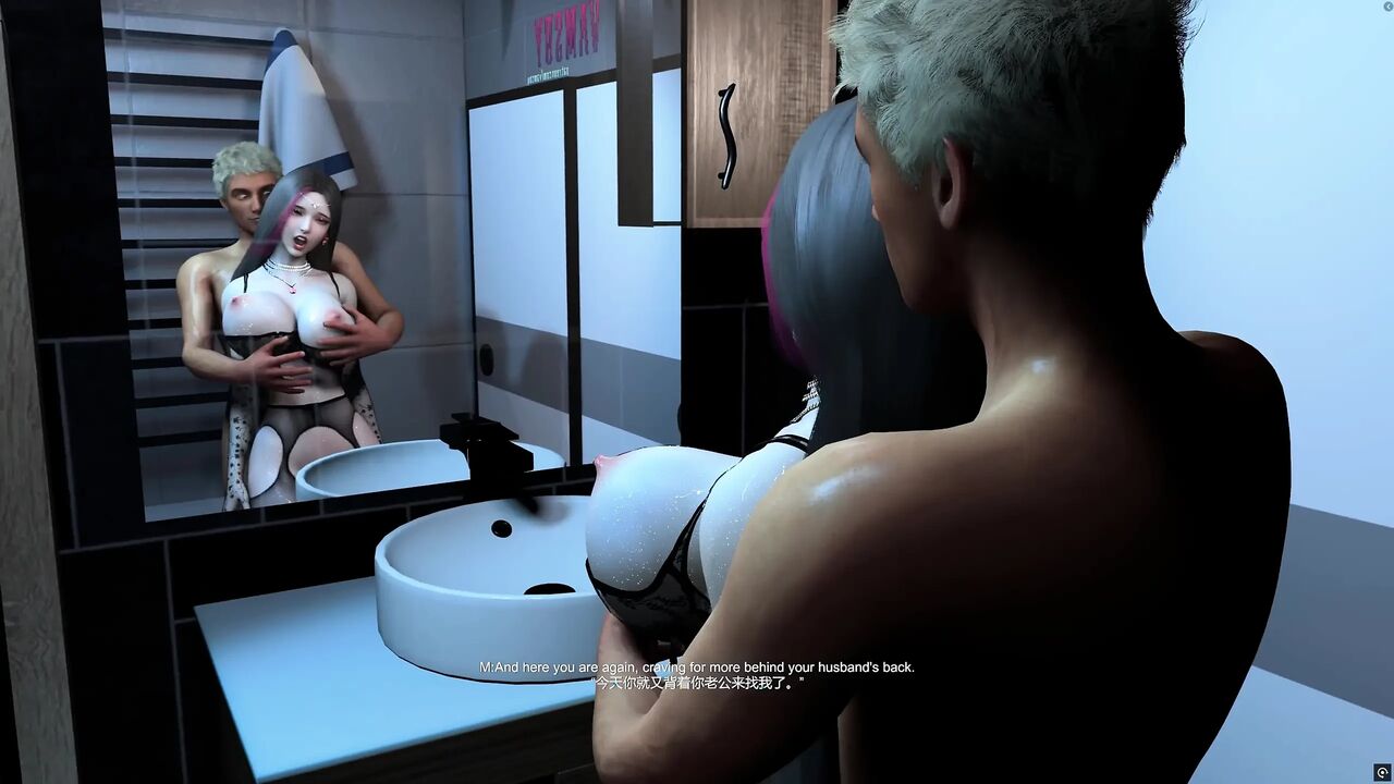 3D BBW Mature MILF Cheating with Young Big Dick in Bathroom