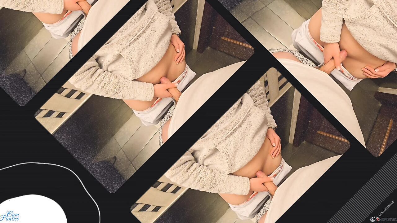 Stranger again cum in my panties in Restaurants toilet