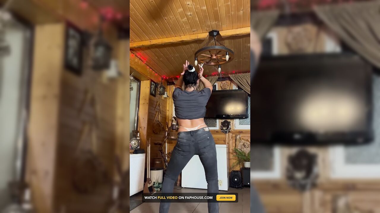 Back Tease in Jeans, White Tanga & Cigarette