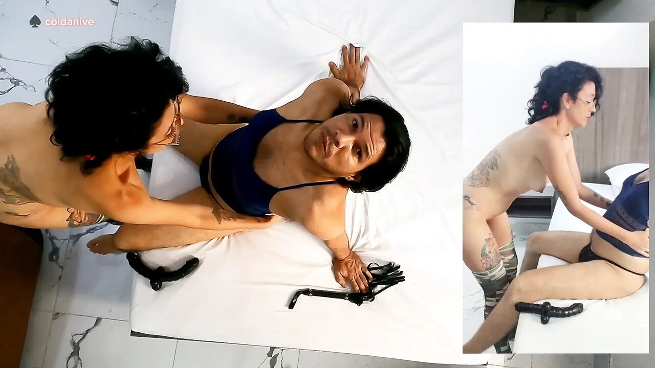 Woman Fucks Her Boyfriend with a Double Ended Dildo and Then Licks His Cum After Fucking Me