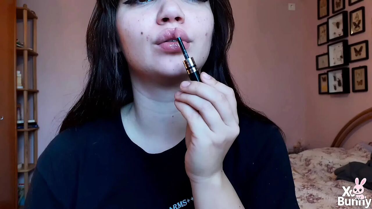 Bare lips smoking cigarette
