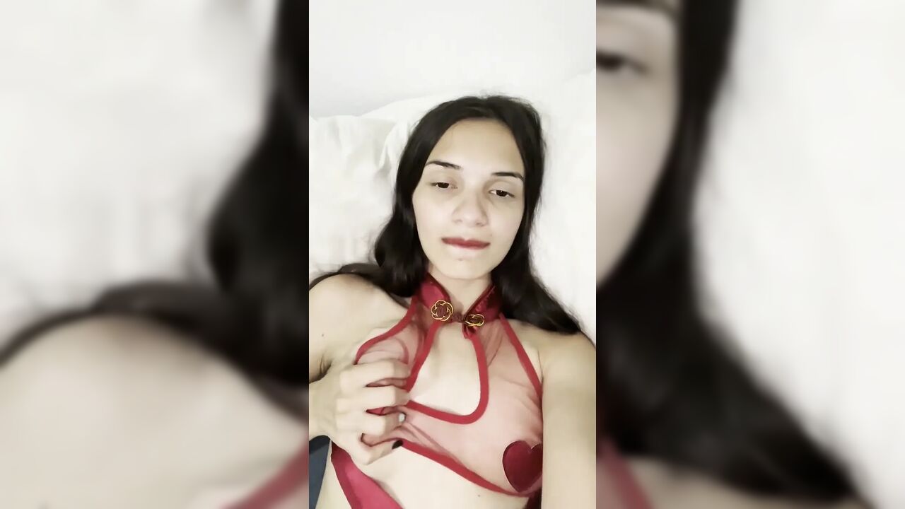 Latina Dresses up as a Devil and Fucks Her Dildo Moaning Hot