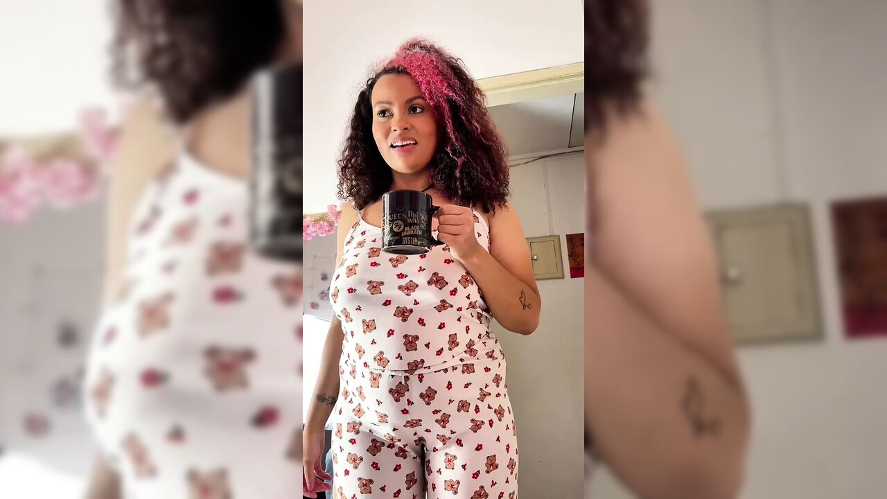 Curvy Latina Farting in Cute Pajamas