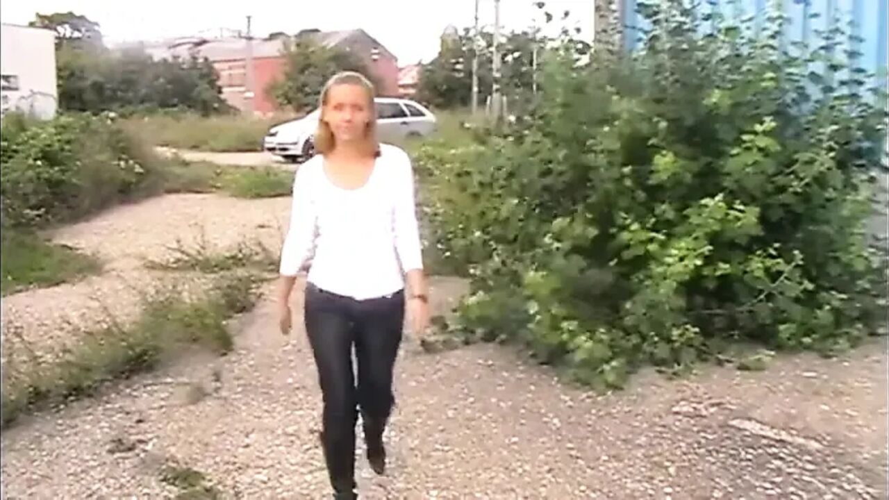 Crushing food outdoors with my high heels