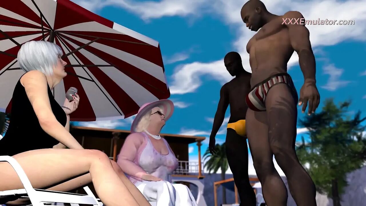 BBW Hairy Granny Fucked Hard by Two Monster BBC (3D Simulator)