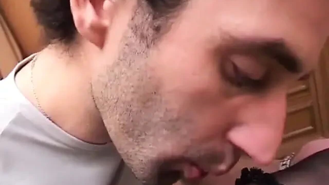 Nylon fetishist licking feet and jerking off