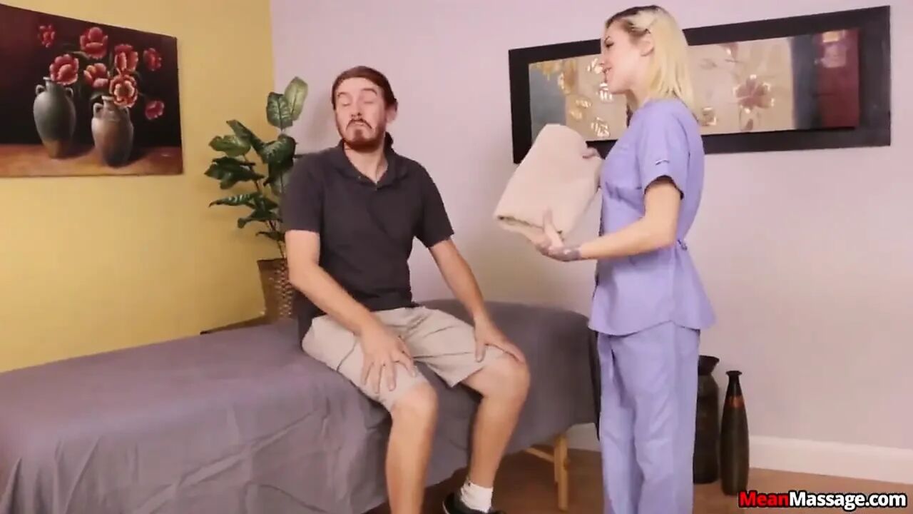 Kimberly Moss Makes Him Pay with a Ruined Orgasm on a Massage Table
