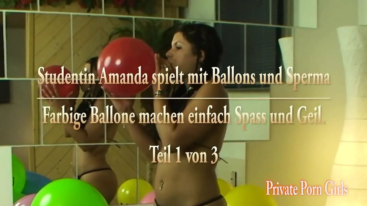 Hot teeny playing with balloons and sperm - Part 1