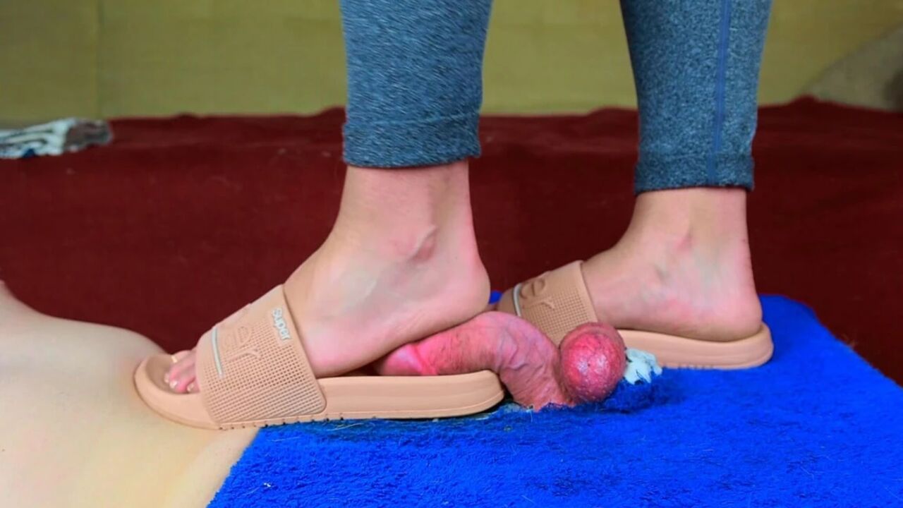 Slippers Cock Trampling and CBT, Femdom Jozi Trample