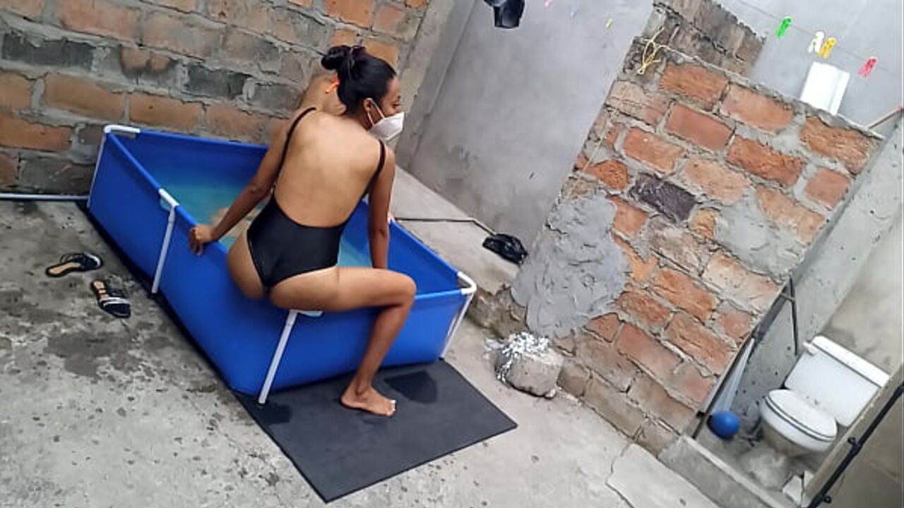 An athletic Indian woman and a curvy Latina woman enjoy a vacation by the pool while the sun warms their sensual bodies.