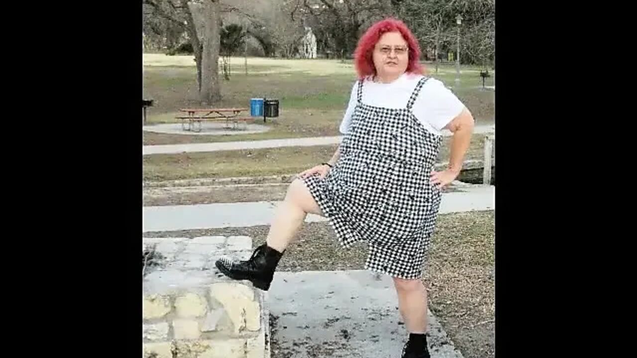 Hog warts Jumper and crazy spike boots in a local park flashing