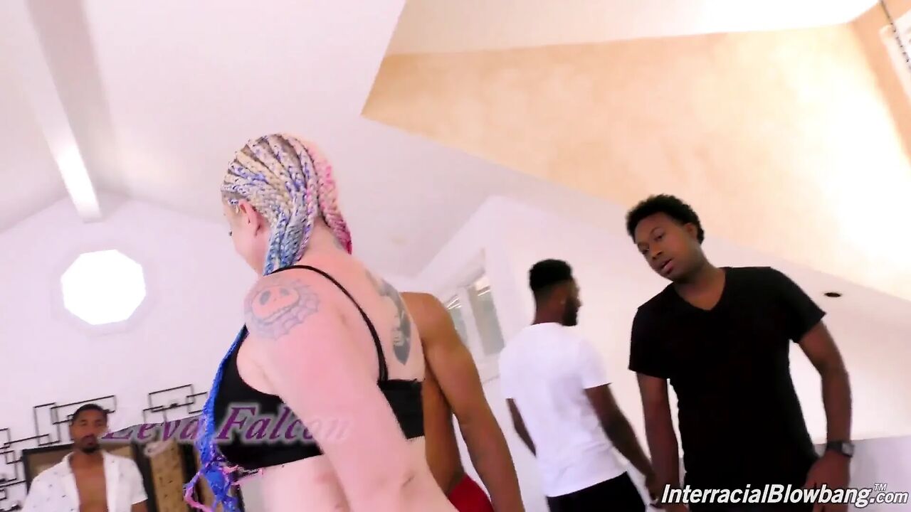 Leya Falcon interracial gangbang