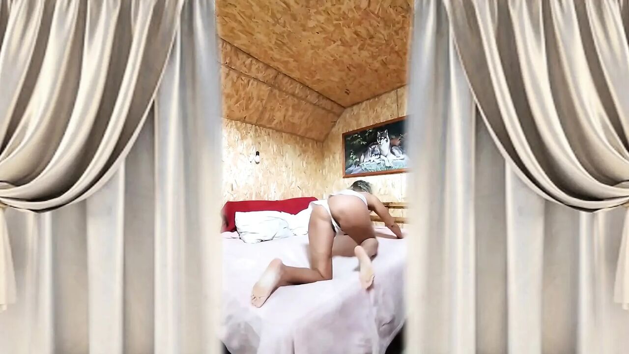 Hot Housewife Lukerya on a Large Bed