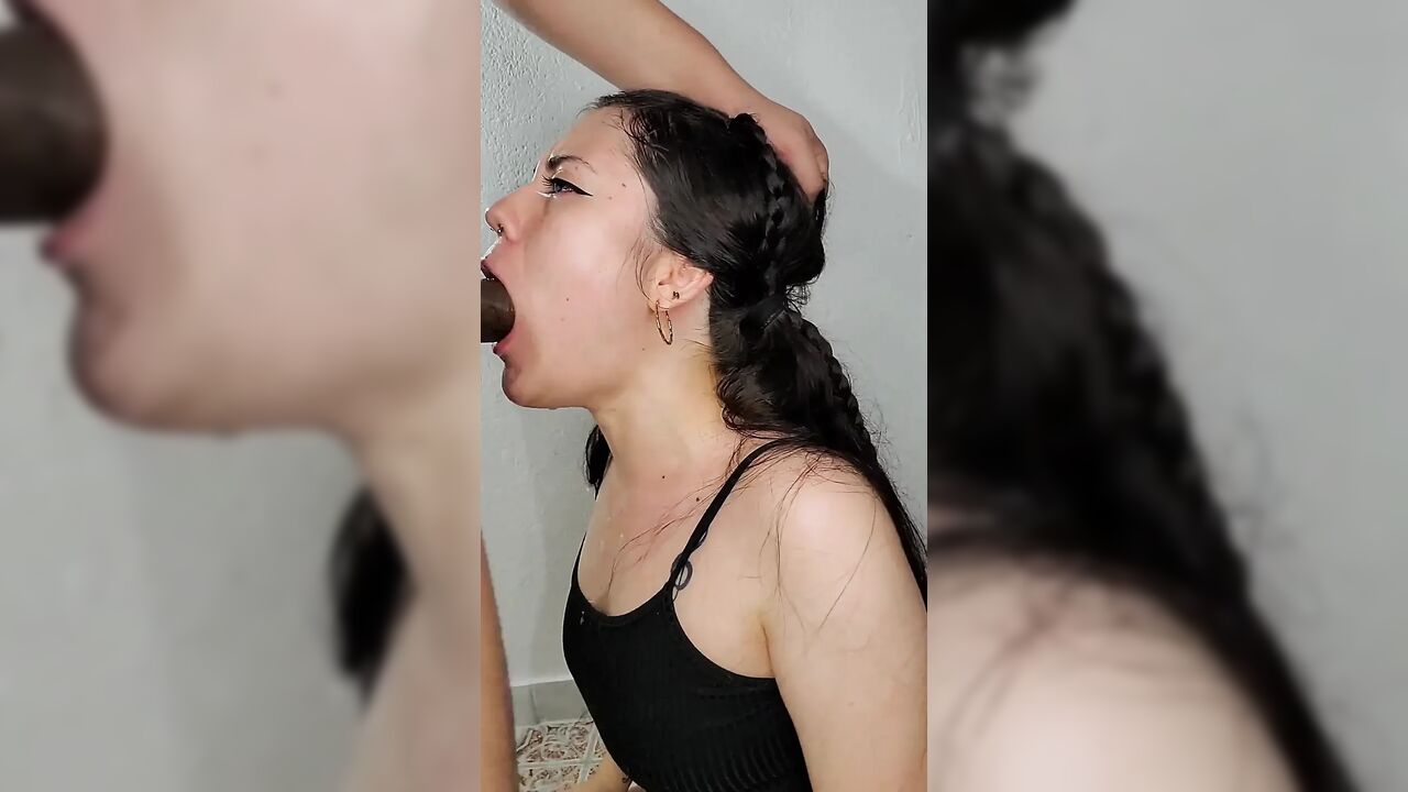 Deep Throat! the Little Slut Loved Strangling on My Cock, I Ended up Cumming in Her Mouth