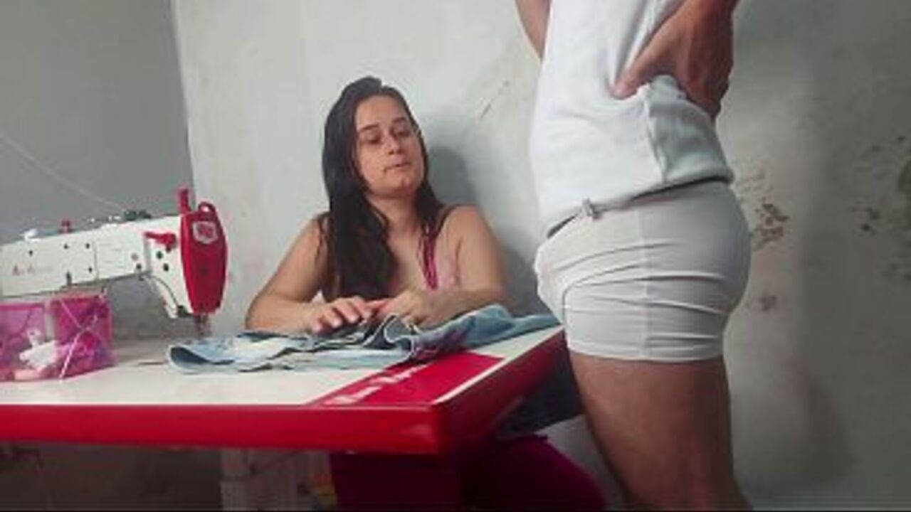 Seamstress observing customer's erection!