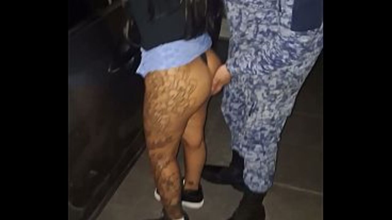 The police stop us as we're entering the motel, and my girlfriend bribes them with her ass so they'll let us go.