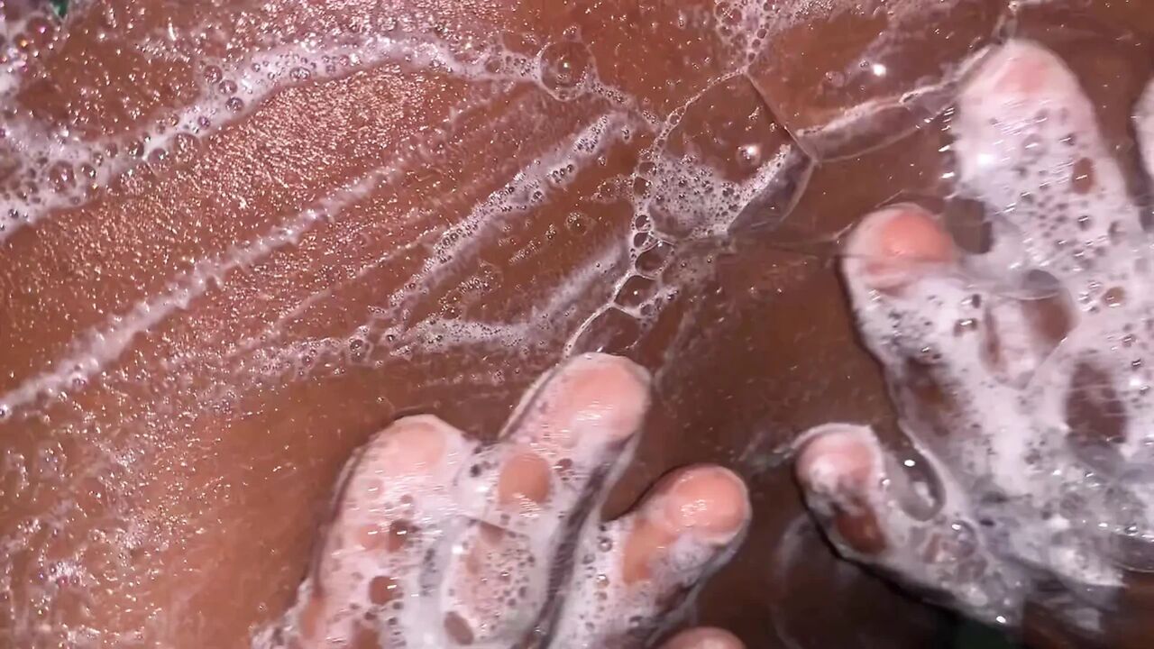 Hot petite Ebony babe enjoys Solo Moment in the bathroom caressing her small boobs