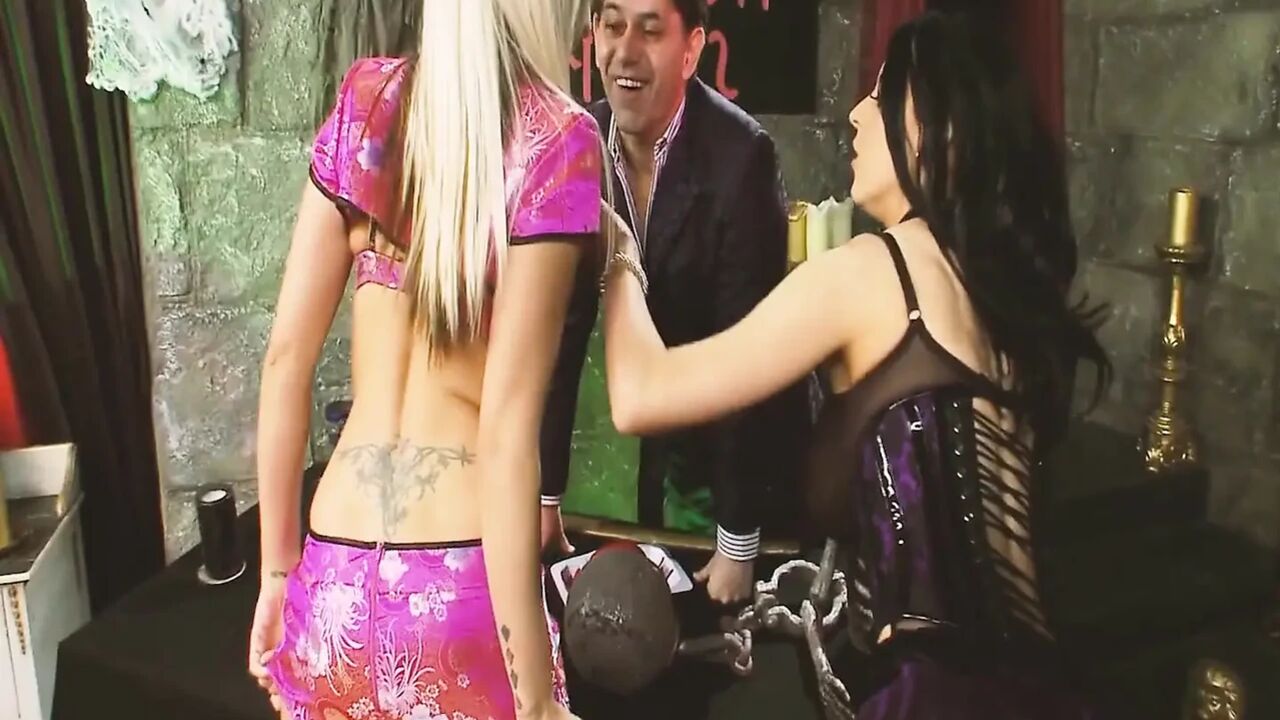 Fetish Babes Scene-4_threesome Between Busty Beauties in Latex Lingerie Fucking in a BDSM Cave