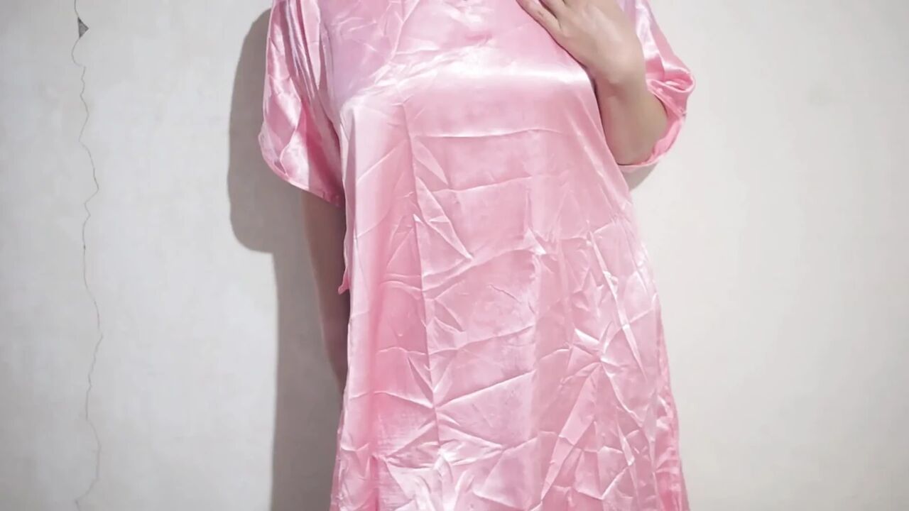 VOYEUR OF A PLUMP INDIAN WIFE IN A TRANSPARENT SATIN DRESS
