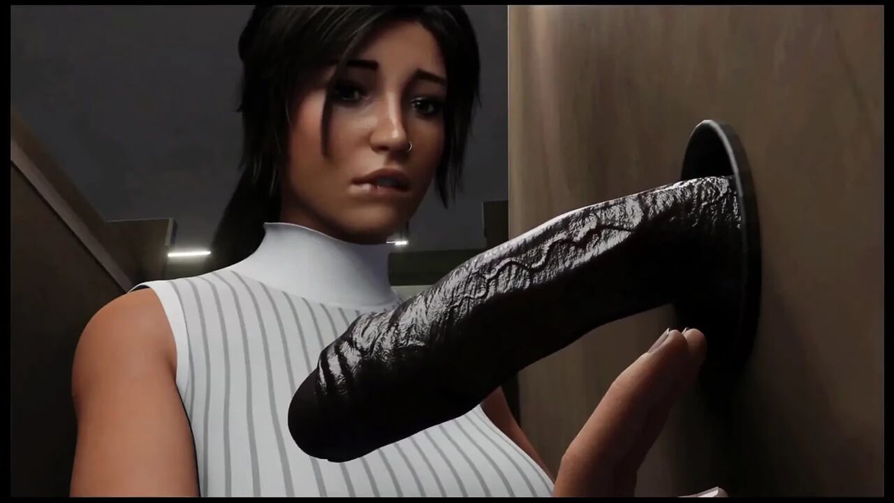 Croft Adventures Hentai Game Parody Ep.5 Lara Find a BBC Gloryhole in the Library Restroom!