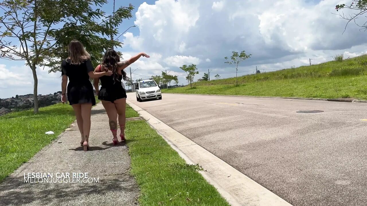 Brazilian BBW & Skinny Lesbians Car Journey Lactation