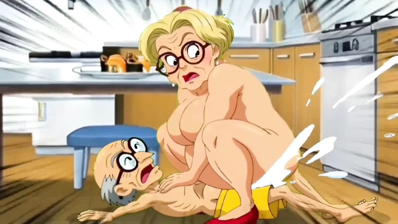 Married Nudist Granny Was Fucked in a Big Ass by Her Husband's Stepbrother Right in the Kitchen - Hentai