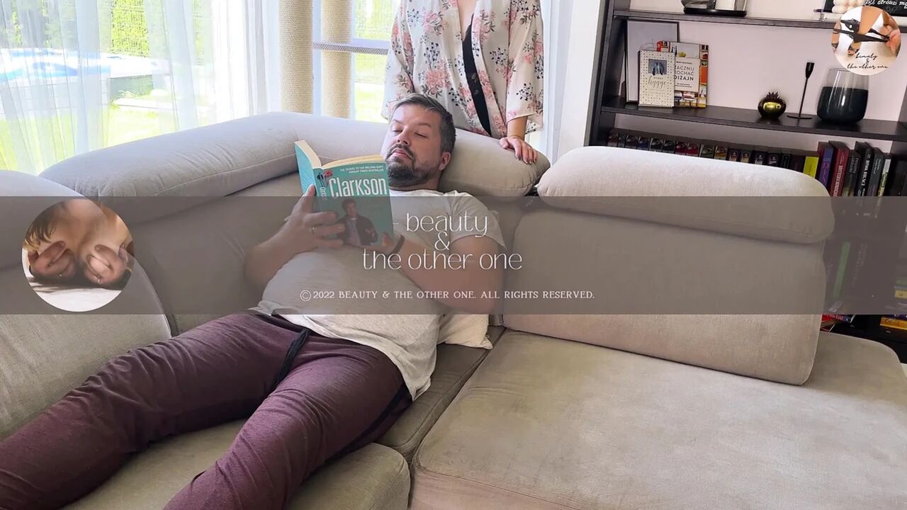 Amateur Wife Gives A Surprise Blowjob While Her Husband Reads a Book