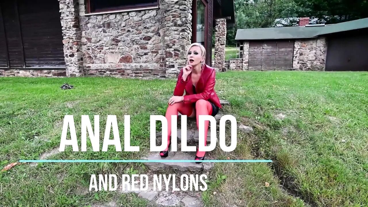 Outdoor Anal Fuck with a Big Rubber Dildo