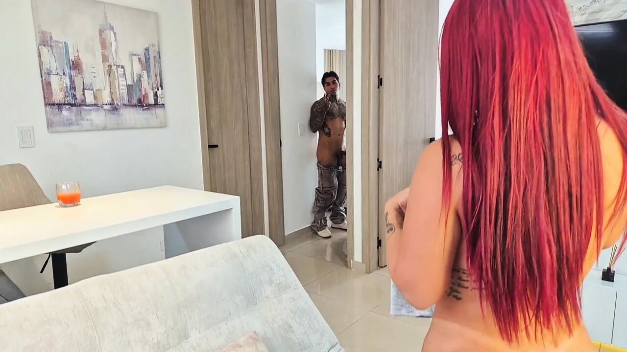 Tiktoker famous Colombian is fucked in her own apartment by a fan who ends up cumming her rich tits and pink pussy