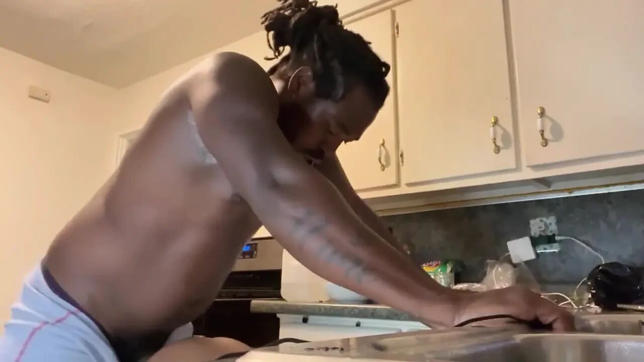 In the Kitchen Fucking with My Man Deep in My Asshole Omg Dont Break Me