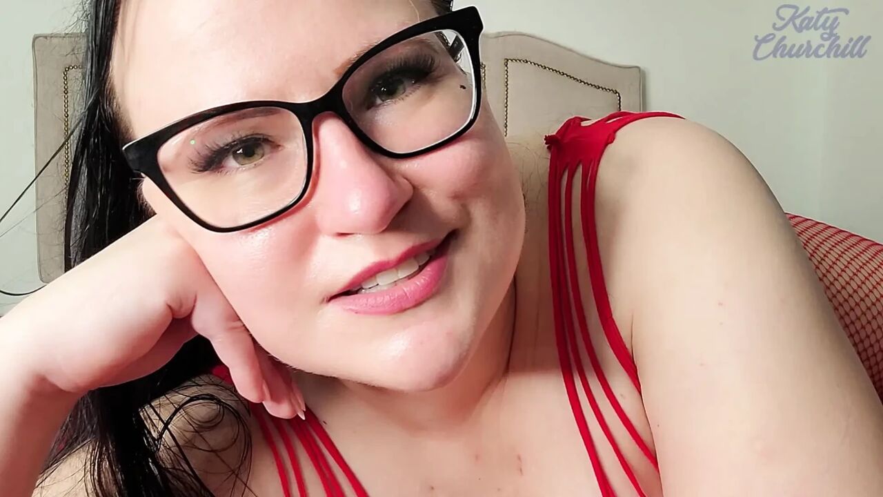 Valentine's Day JOI from BBW in red bodystocking - jerk off instruction, masturbation encouragement, Katy Churchill, lingerie