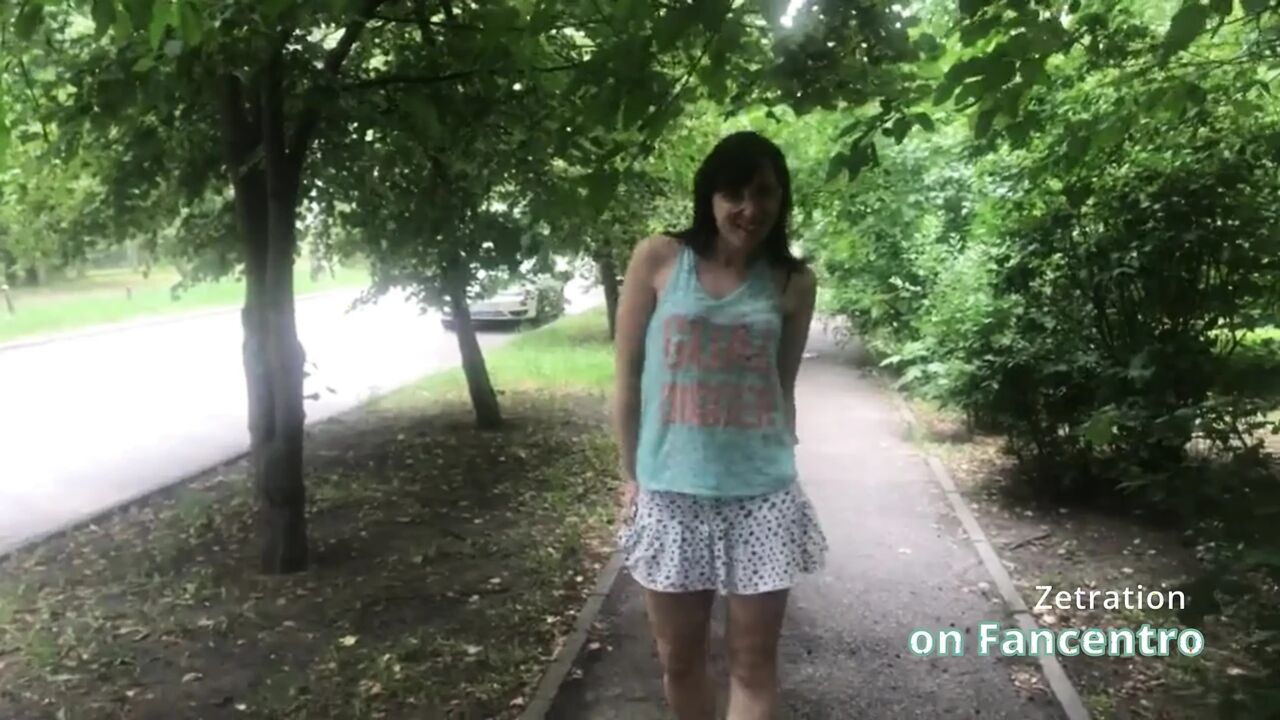 Gorgeous brunette naughty in your park without panties!