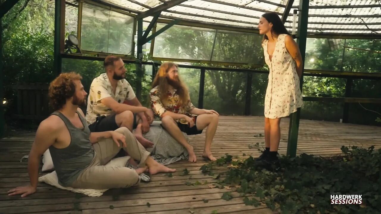 Lusty Becky Outdoor 3 Man GangBang Makes Her Wet Pussy Quiver