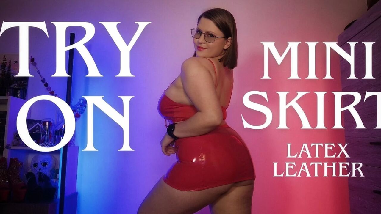 Latex and Leather Mini Skirt Try-on: Shiny Fits on Curvy Body