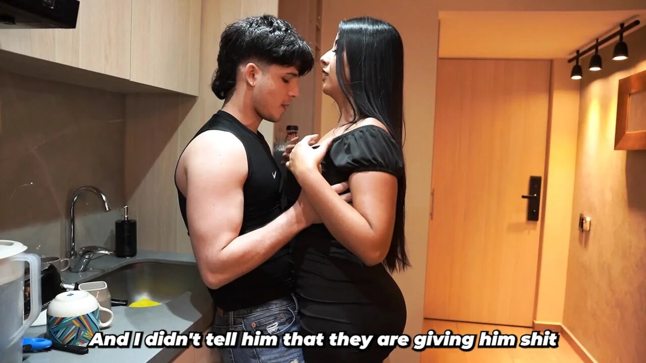 Brunette MILF welcomes her daughter's boyfriend in the best way possible after seeing his big cock