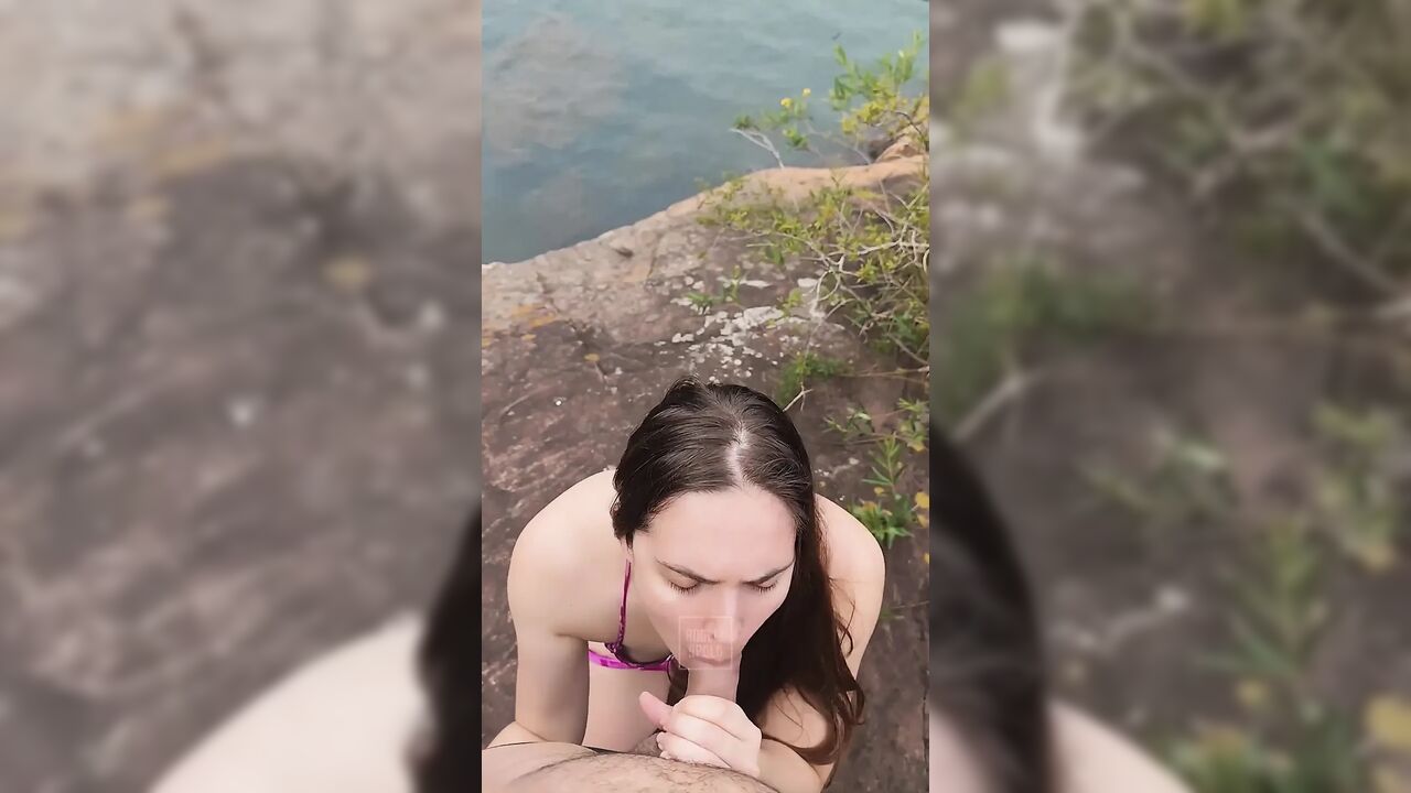 POV - Yummy Blowjob and an Amazing View... but I Was Scared to Death of Someone Passing by Hehe Outdoors
