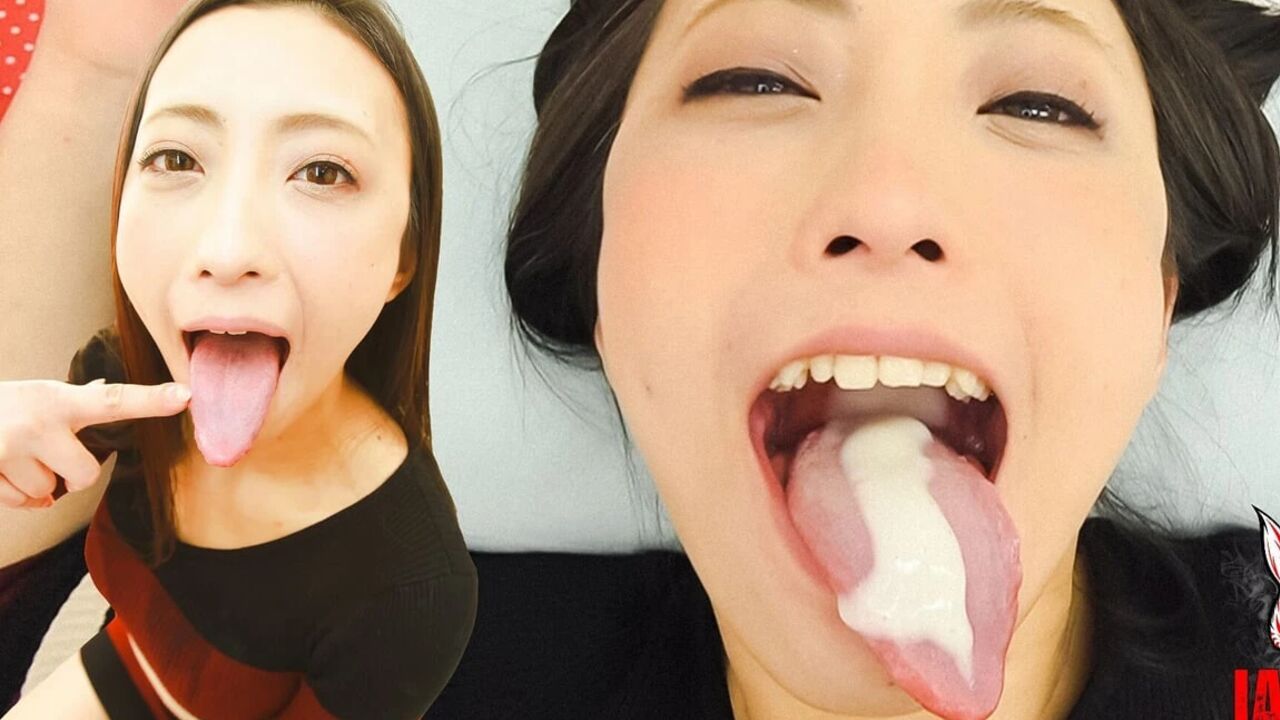 A Tongue, a Lot of Saliva and the Cum in Hana Kanno's Mouth
