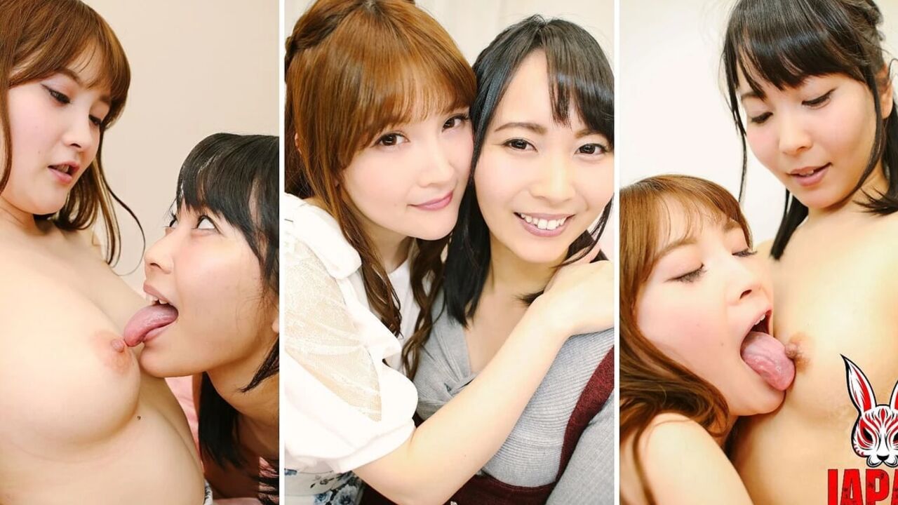 Koharu and Chihiro Suzuki Bite Each Other’s Nipples After Work. One Tongue per Tit. and They Come Together.