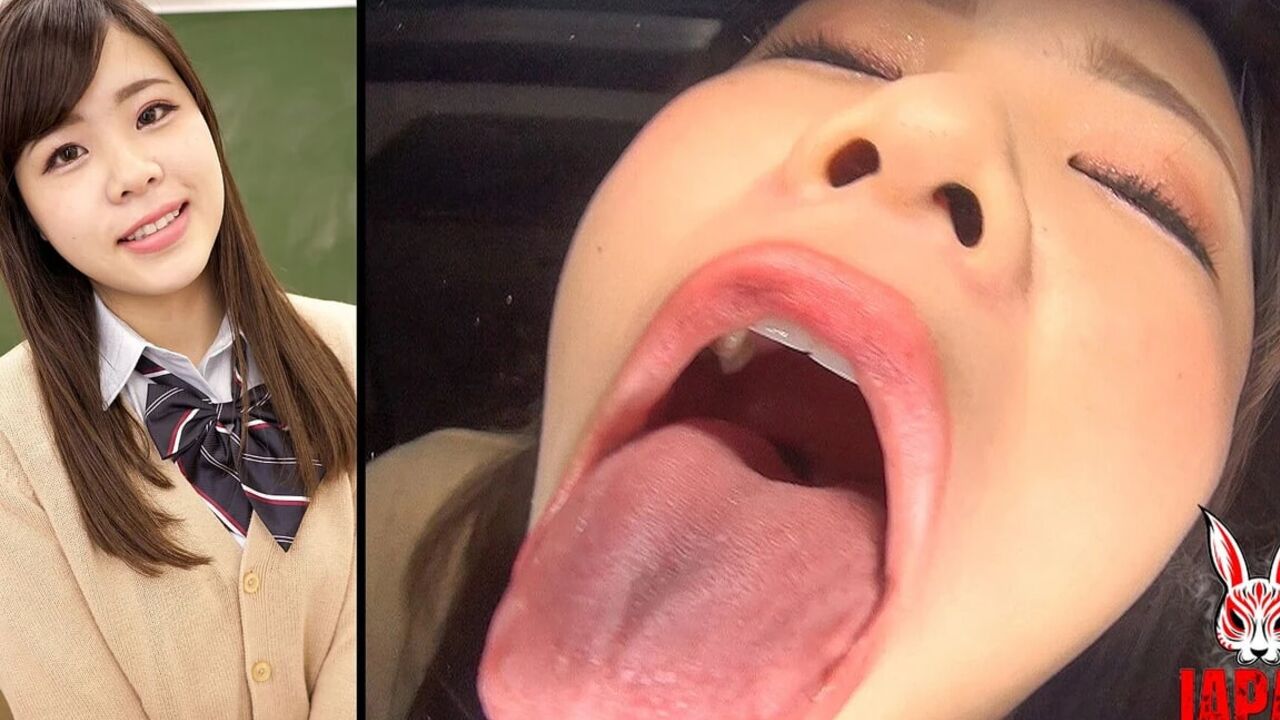 POV Drooling Tongue Kisses on Glass - Reia Hoshino Falls From Rich Girl Princess to Spit Feral, Still in Her College Uniform.