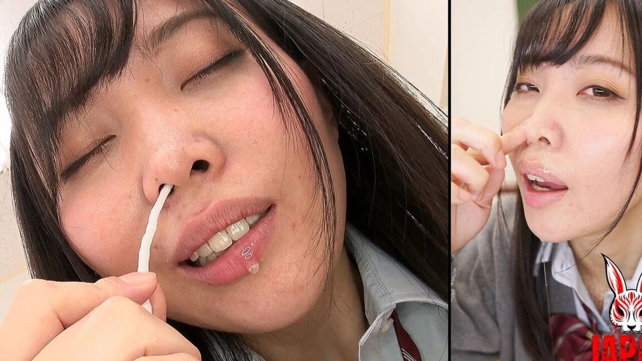 Meari Tsujii Plays with Her Piggy Nose… and Ends up Dripping