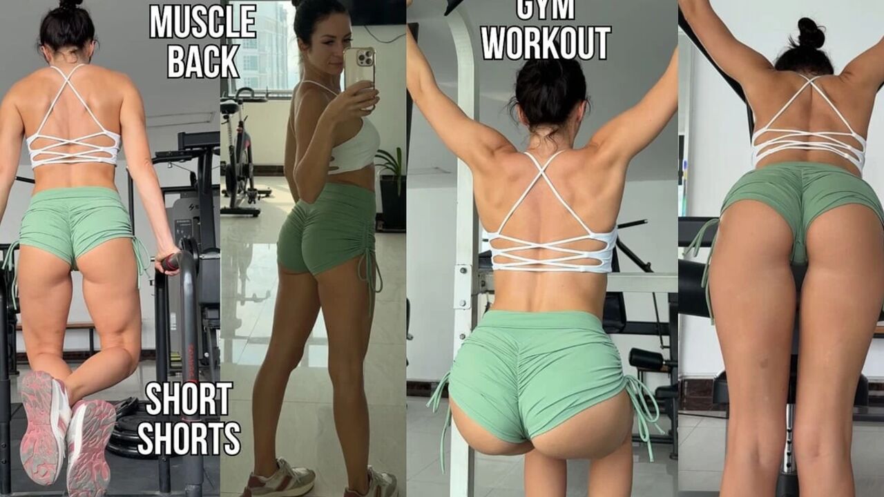 Muscle Back, Short Shorts, Gym Workout