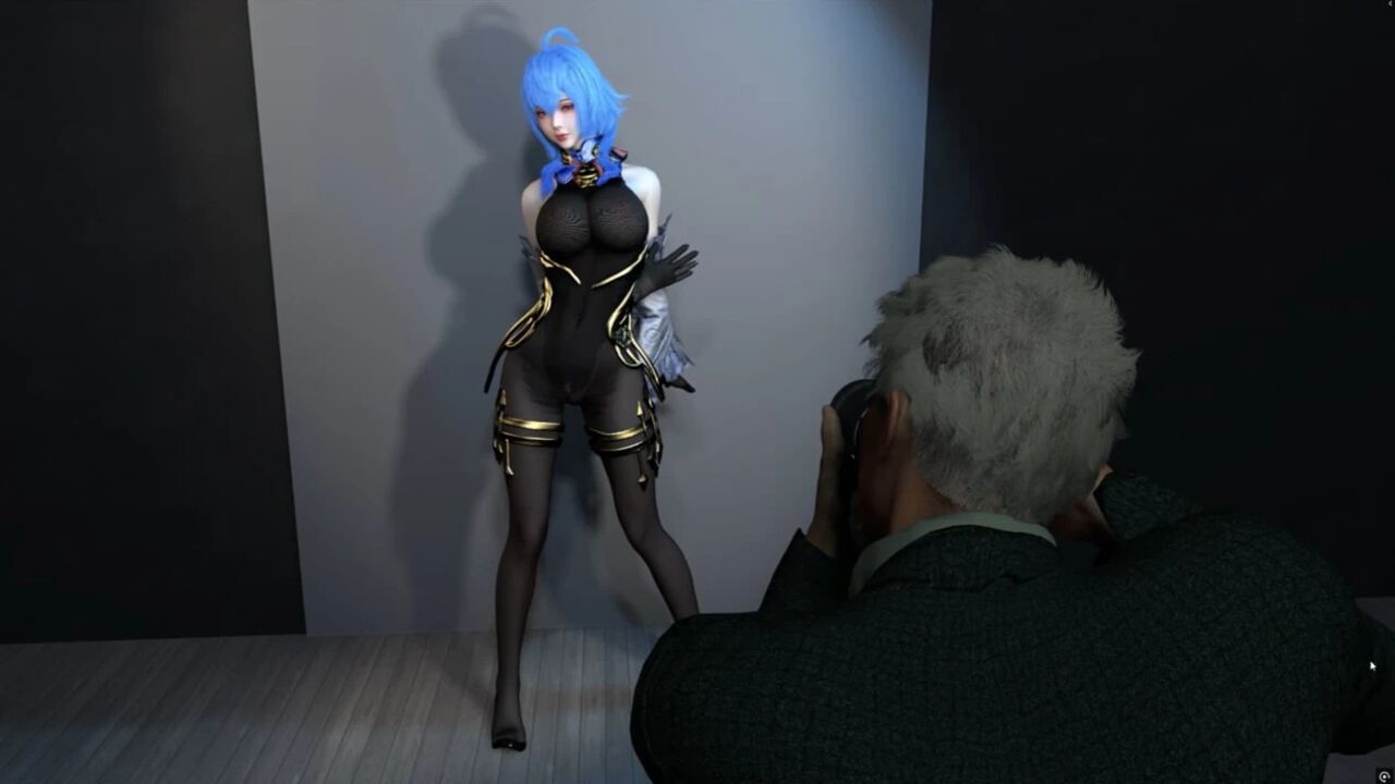 Model and stepuncle taking photos
