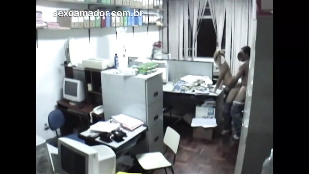 Horny employees having sex in the office after hours